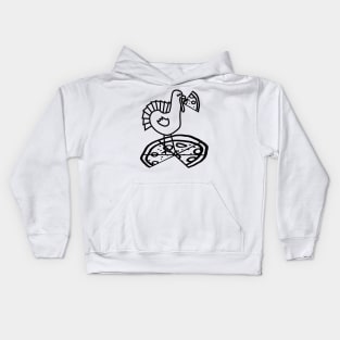 Funny Thanksgiving Turkey with Pizza Outline Kids Hoodie